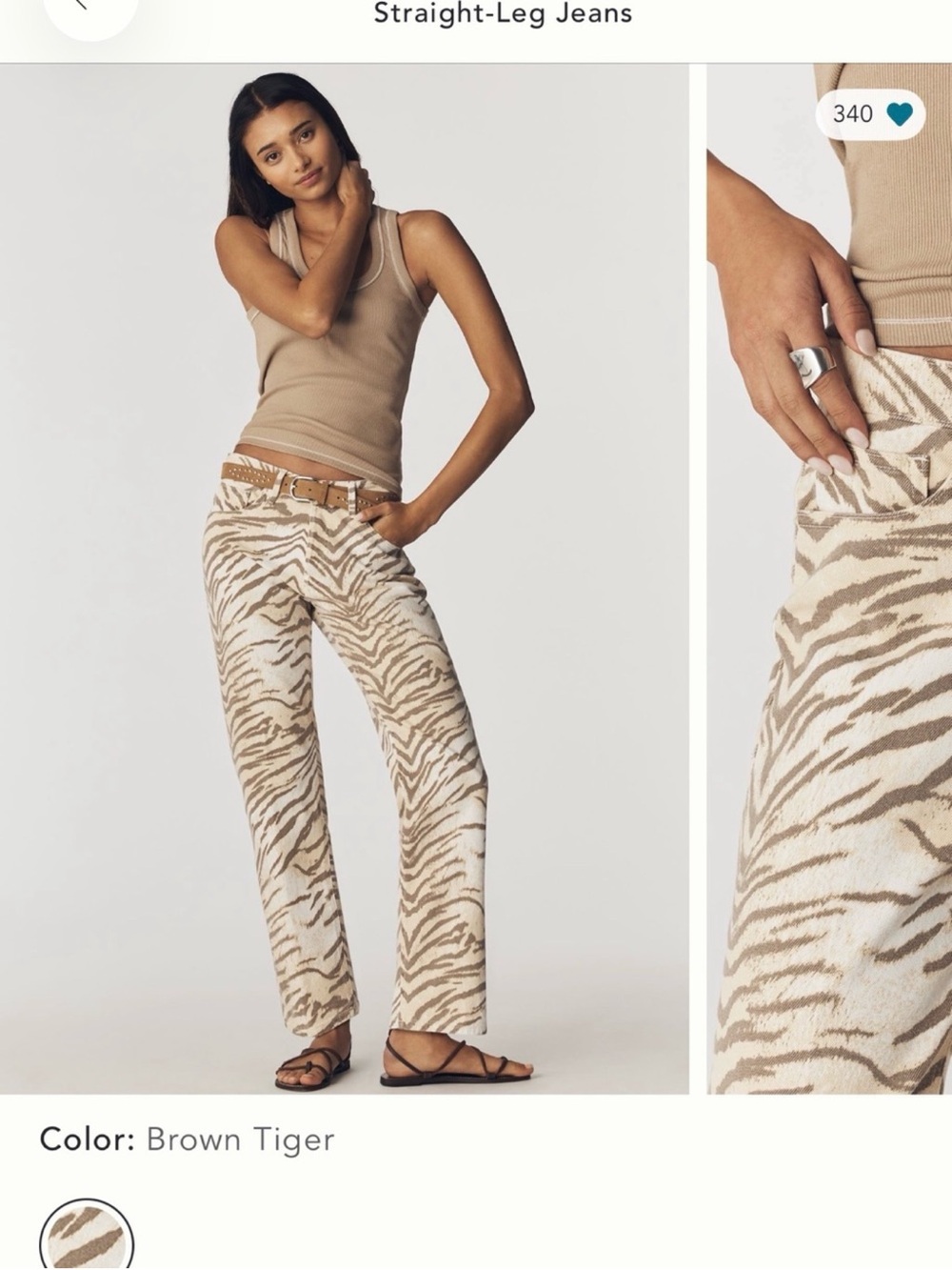 Good American Brown Tiger-Print Straight-Leg Pants